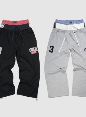 现货PROJECT GR美式低档双腰BAGGY假两件内裤卫裤直筒OPIUM西海岸