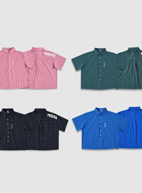 现货MERTRA短宽法兰绒格子衬衫BOXYFIT复古嘻哈美式CLEANFIT滑板