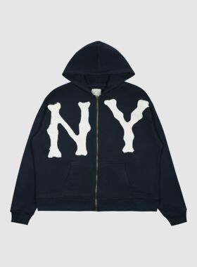 现货AKIMBO做旧贴布破坏毛边拉链卫衣短宽BOXY外套美式嘻哈滑板