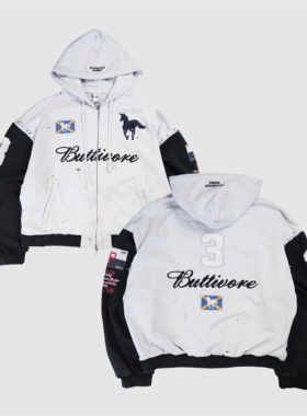 现货PROJECT GR外套做旧VINTAGE破坏OPUIM短宽卫衣美式嘻哈BOXY