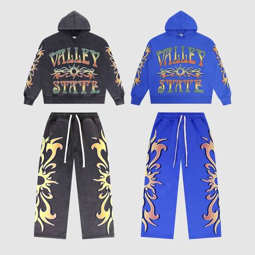 现货VALE FOREVER VALLEY复古做旧卡通印花拉链卫衣外套美式BOXY