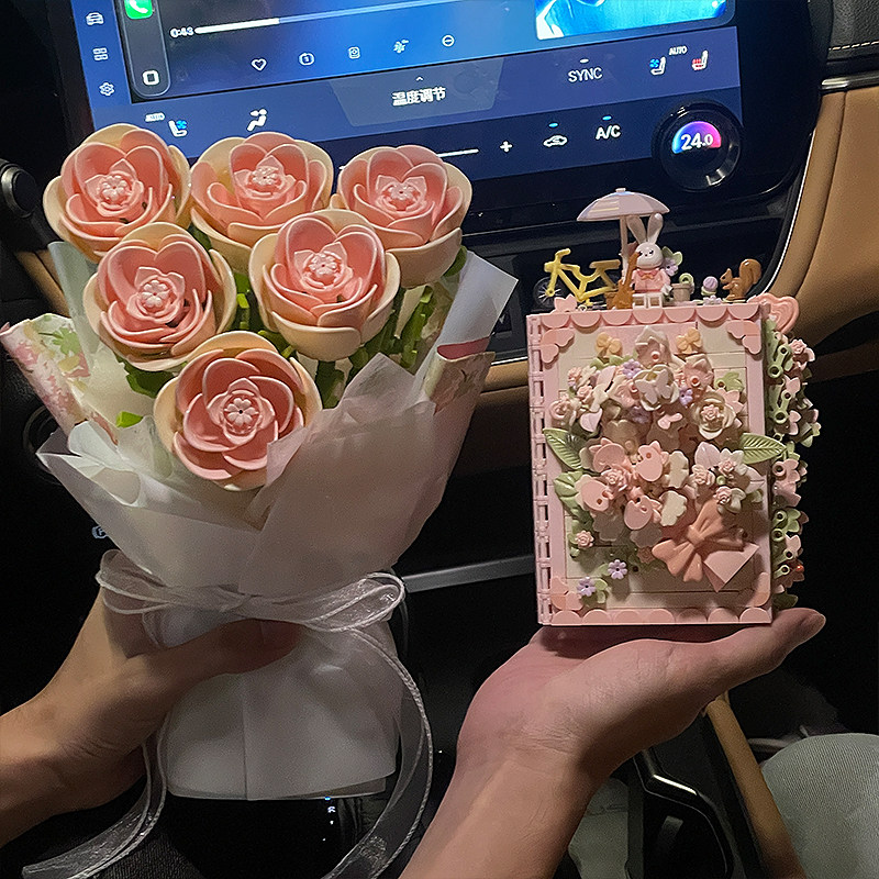 积木永生花手工diy手捧花束拼装节日礼物成人版治愈系生日纪念日