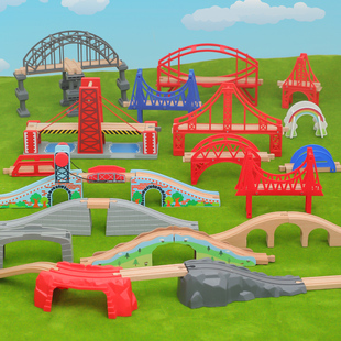 BRIO EDWONE 儿童木制轨道火车场景桥吊桥配件散装 轨道桥兼容