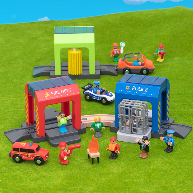 塑料警察局惯性车婴幼儿拼搭积木