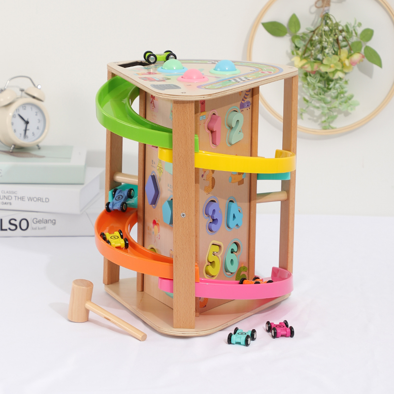 多功能旋转轨道车数字形状认知敲球台赛车惯性滑滑车儿童2岁