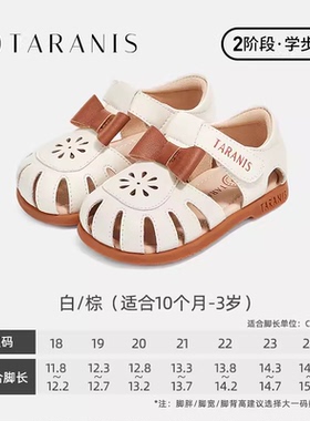 泰兰尼斯2024夏女童凉鞋防滑软底镂空轻便透气包头防踢T07T4B4124