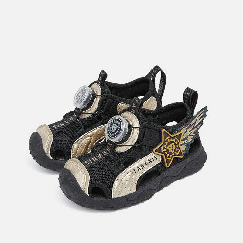 泰兰尼斯夏季男童学步凉鞋舒适软底旋钮扣沙滩鞋机能鞋T07T5B5741