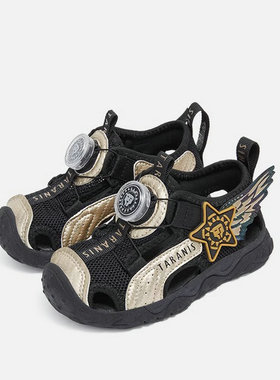 泰兰尼斯夏季男童学步凉鞋舒适软底旋钮扣沙滩鞋机能鞋T07T5B5741