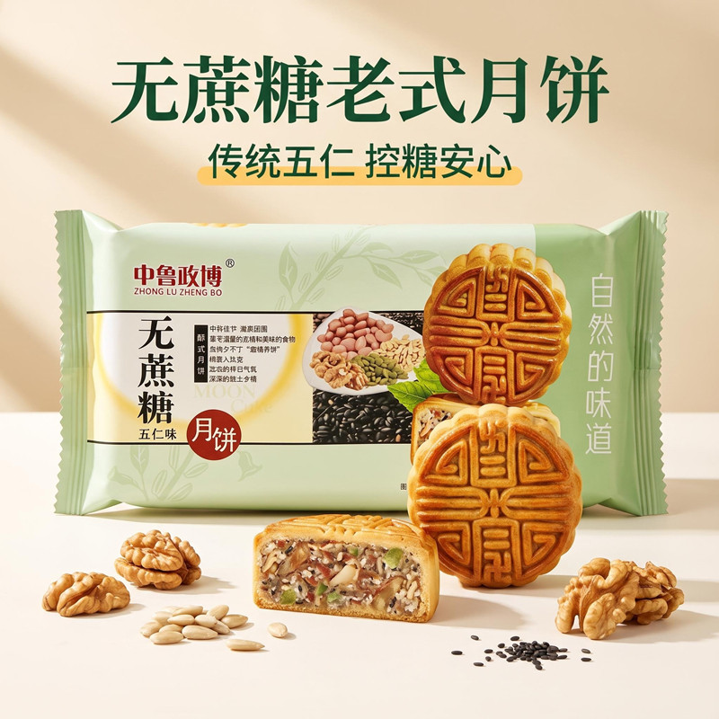 中鲁政博无蔗糖菏泽蜜酥月饼