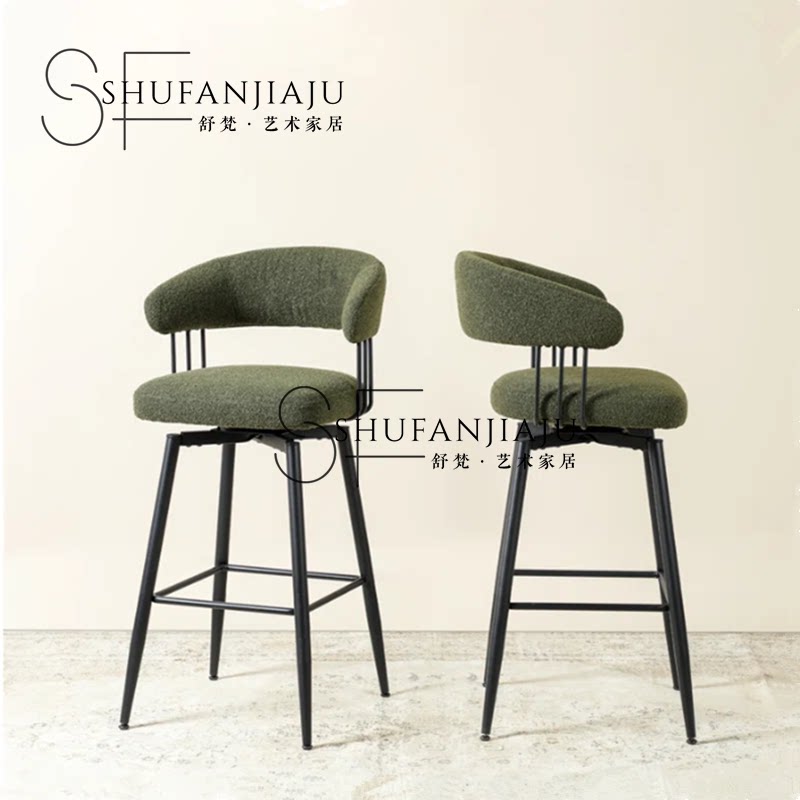 意式轻奢金属旋转吧椅现代简约家用高脚椅设计师岛台椅时尚酒吧椅