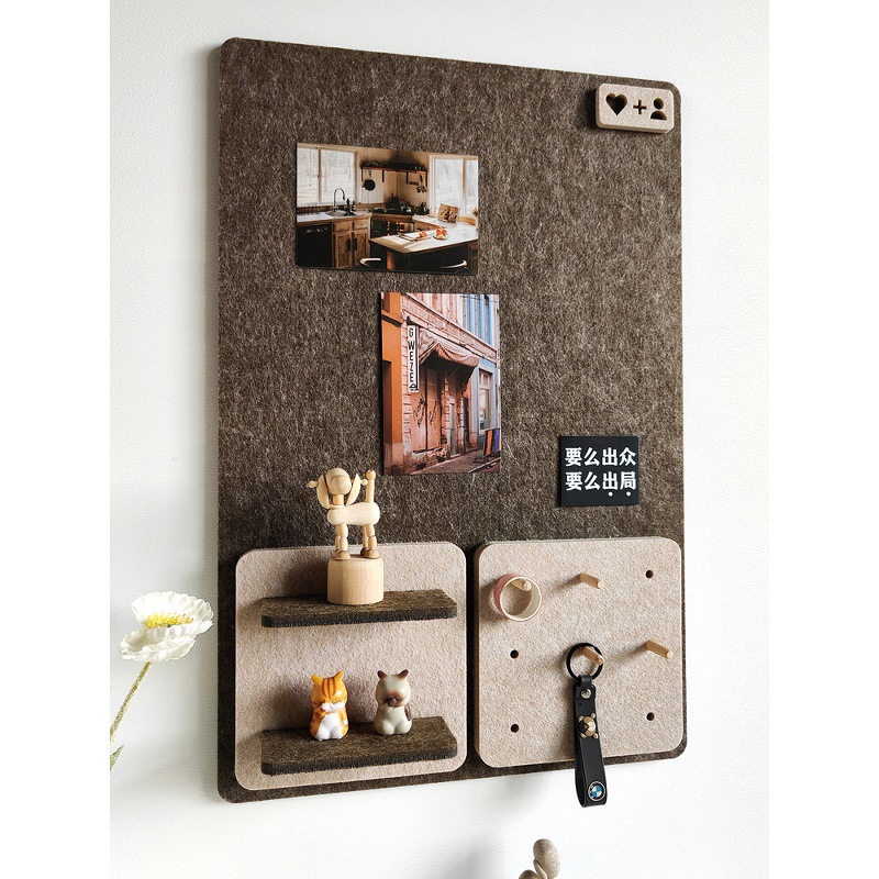 毛毡板展示板免打孔照片墙留言板置物架洞洞板文创墙面装饰墙贴