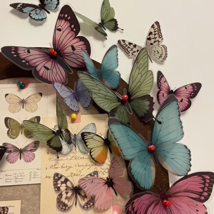 彩色蝴蝶墙贴折叠立体DIY自粘墙面婚礼派对布置装 饰PVC免打孔仿真