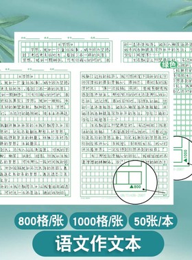 小学生初中高中语文考试作文专用稿纸800格1000格绿色黑色红色方格版横线两栏中考高考模拟考试加厚纸张活页