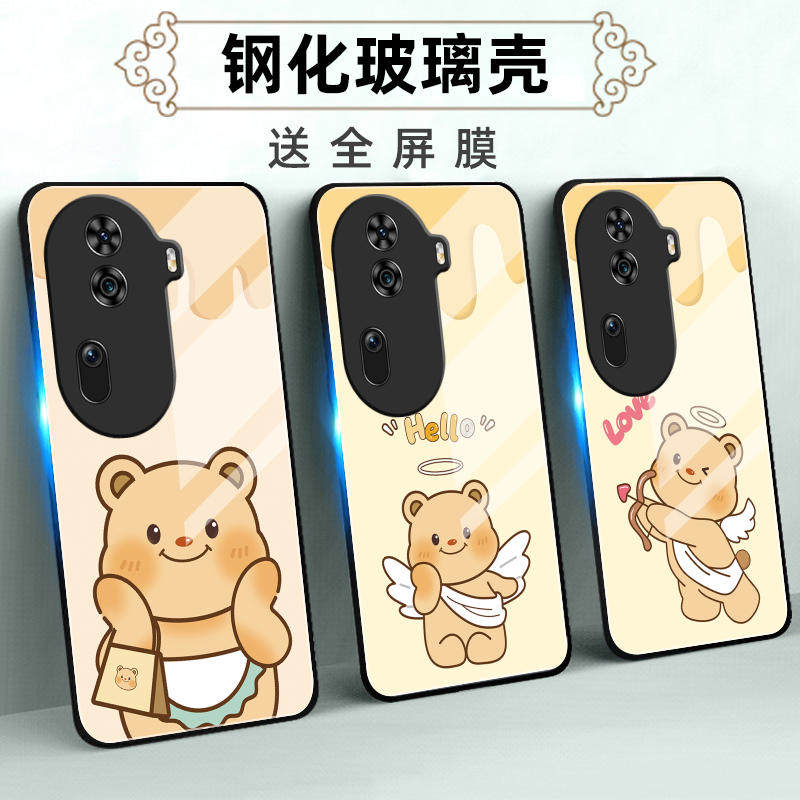 适用OPPOReno11玻璃手机壳Pro保护套软全包防摔定制薄硅胶黄油小熊男网红卡通情侣女时尚简约高级创意个性直,3C数码配件,手机保护套/壳,淘宝优惠券,粉丝福利购,淘宝优惠卷