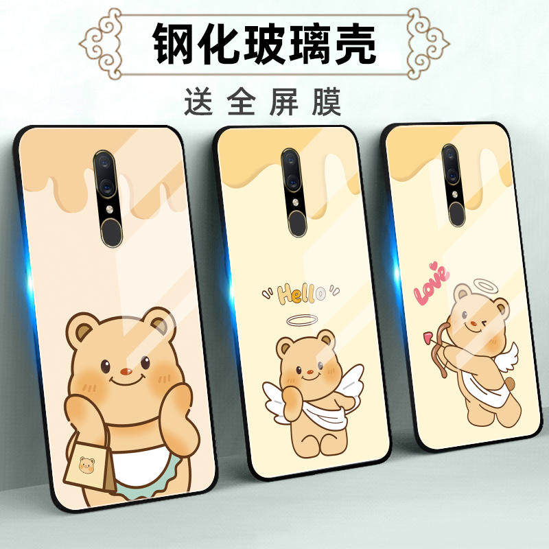 适用OPPOA9玻璃手机壳A9x保护套A91全包软防摔定制薄硅胶黄油小熊卡通简约男潮创意情侣高级个性直边新款网红,3C数码配件,手机保护套/壳,淘宝优惠券,粉丝福利购,淘宝优惠卷