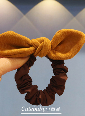 黄色小女孩兔耳朵扎发头绳儿童发圈女童发绳新款立体洋气头饰发饰