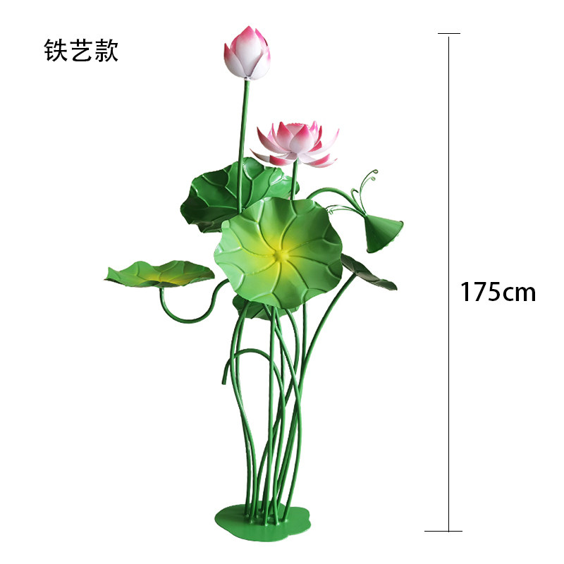 铁艺荷花荷叶摆件水池水景装饰品新中式创意立体莲花莲叶婚庆道i.