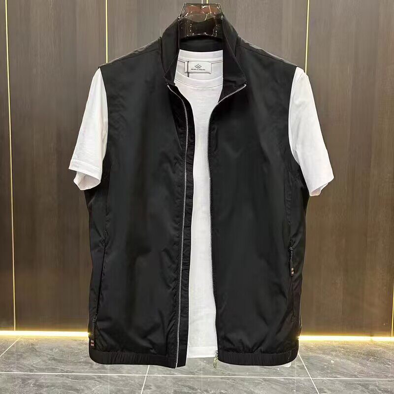 thumbnail for Men's sleeveless vest 2025 summer new fashion trendy brand business casual fashion stand-collar zipper vintage top