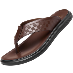 卡帝乐鳄鱼拖鞋男夏季新款真皮休闲防滑沙滩鞋人字拖夹趾软底凉鞋