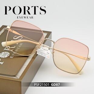 2025新款PORTS墨镜女半透色金属框太阳镜百搭时尚潮开车PSF21501