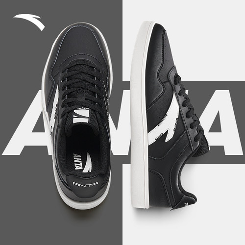 安踏男鞋板鞋秋季新款皮面休闲鞋