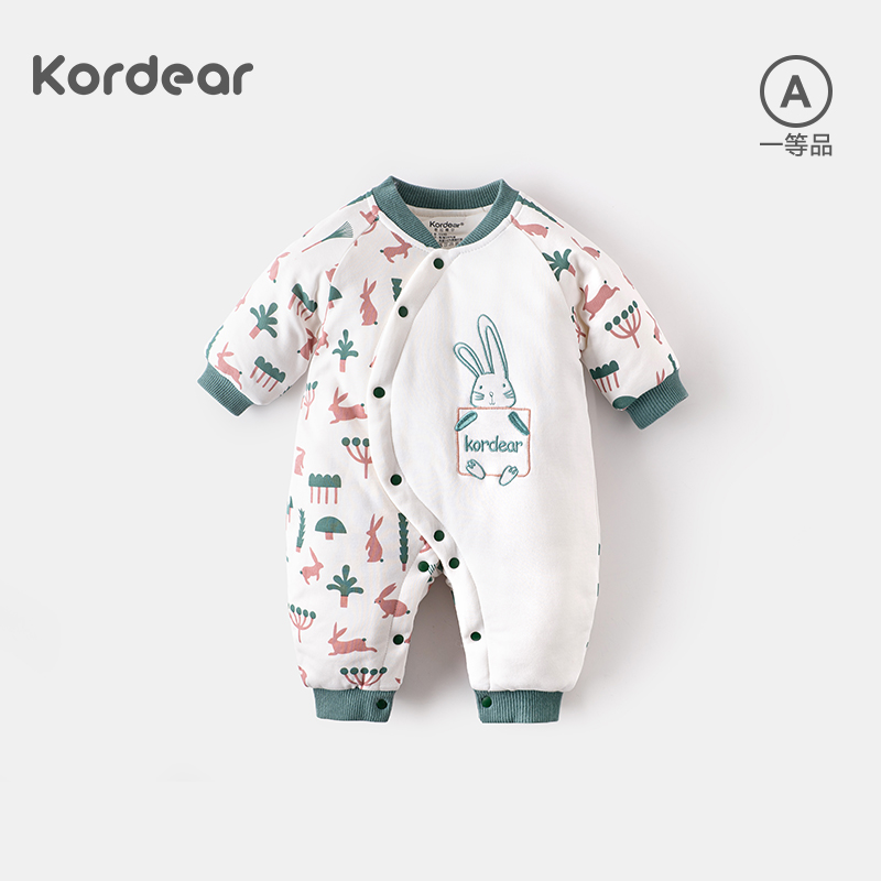 kordear新生儿纯棉外出哈衣爬服