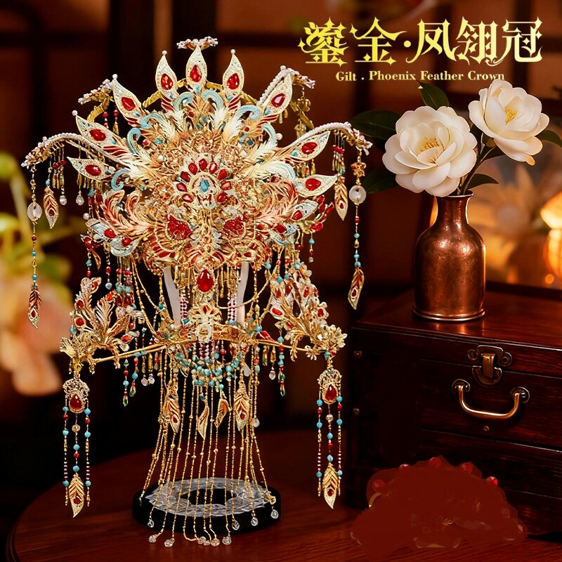 钢达鎏金凤仪冠拼装模型3D立体手工diy金属拼图高难度可戴结婚礼