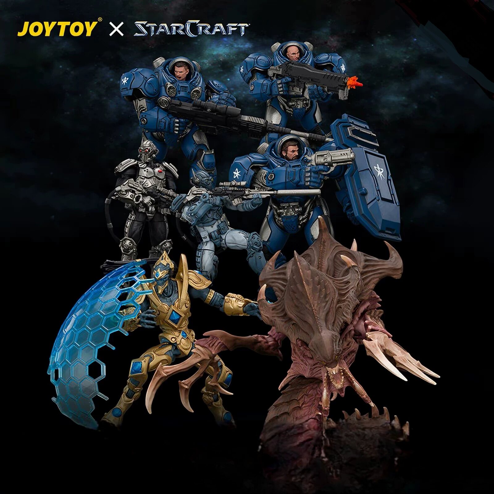 JOYTOY暗源星际争霸异虫刺蛇星灵狂热人类陆战队幽灵特工模玩手办