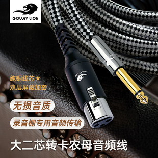 戈利狮话筒线 6.5mm大二芯转卡农母圈麦克风线耐用话筒线连接长线