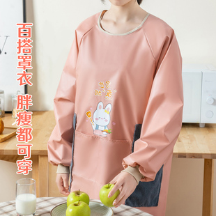 圍裙女家用廚房2024新款 護衣 網紅防水防油罩衣工作服成人做飯長袖