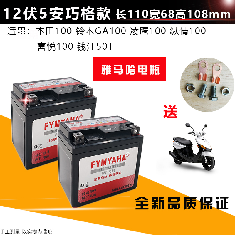 雅马哈摩托车电瓶MTX5L-BS巧格i天剑飞致150福喜125凌鹰干电池12V