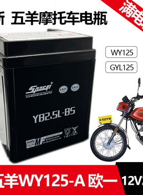 摩托车五羊电瓶电池WY125-A12V2.5A-3C脚踩打火老款125电池YB2.5L