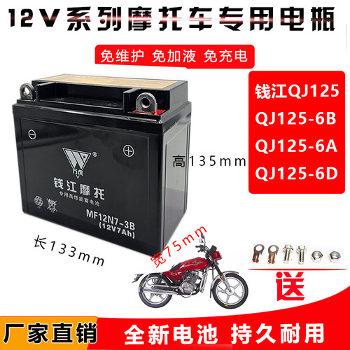 钱江QJ150-6B摩托车免维护电瓶
