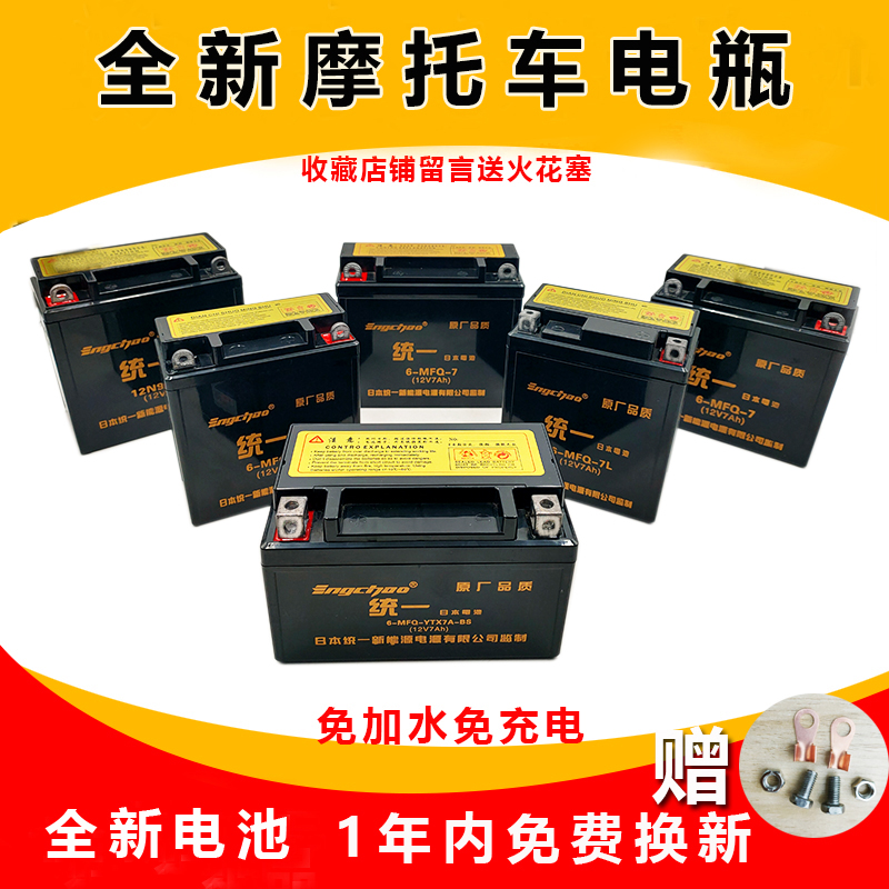 统一牌摩托车通用弯梁12v7a助力