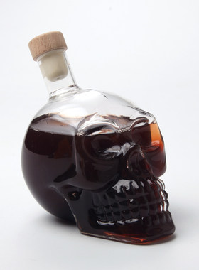 创意骷髅头玻璃手工酒壶352ml