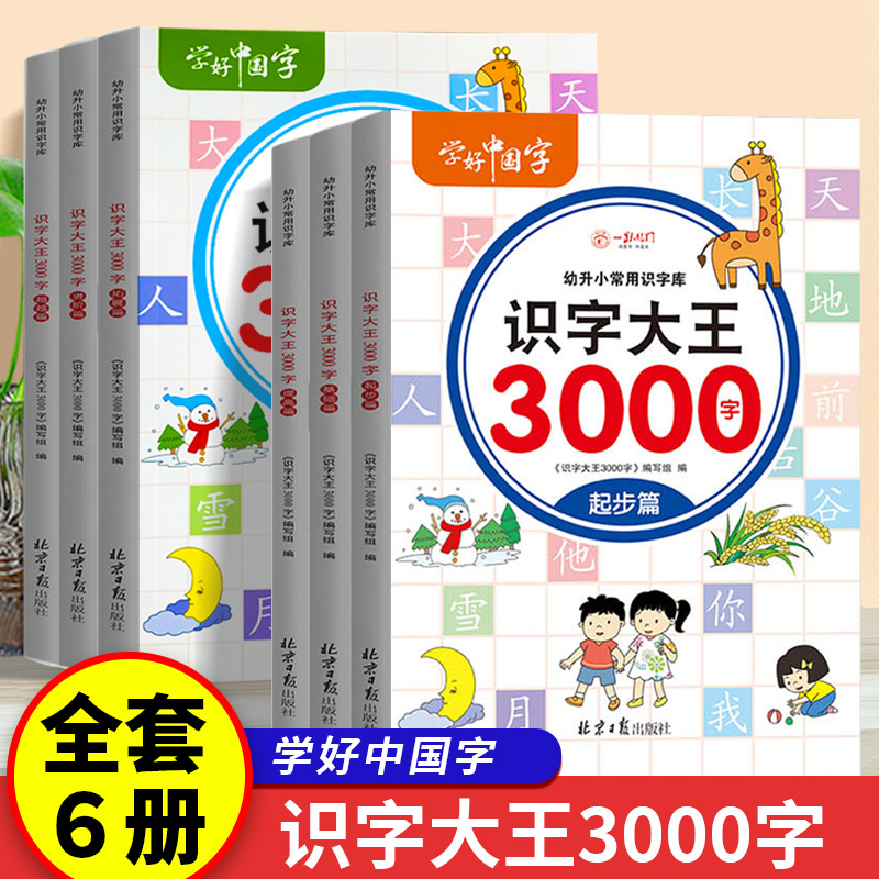 6册识字大王3000字识字书幼儿认字儿童学前认字书大全幼儿园大班绘本看图识字启蒙卡片幼小衔接一年级小学生学汉字拼音-封面