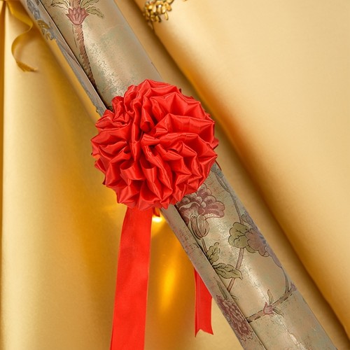 精品迷你小花球摆件装饰风水神兽小石狮春晚同款中国风红色小花球