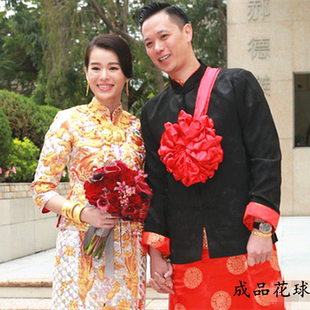 高考状元表彰结婚新郎大红花颁奖先进表演用胸前结婚绣球大红花球