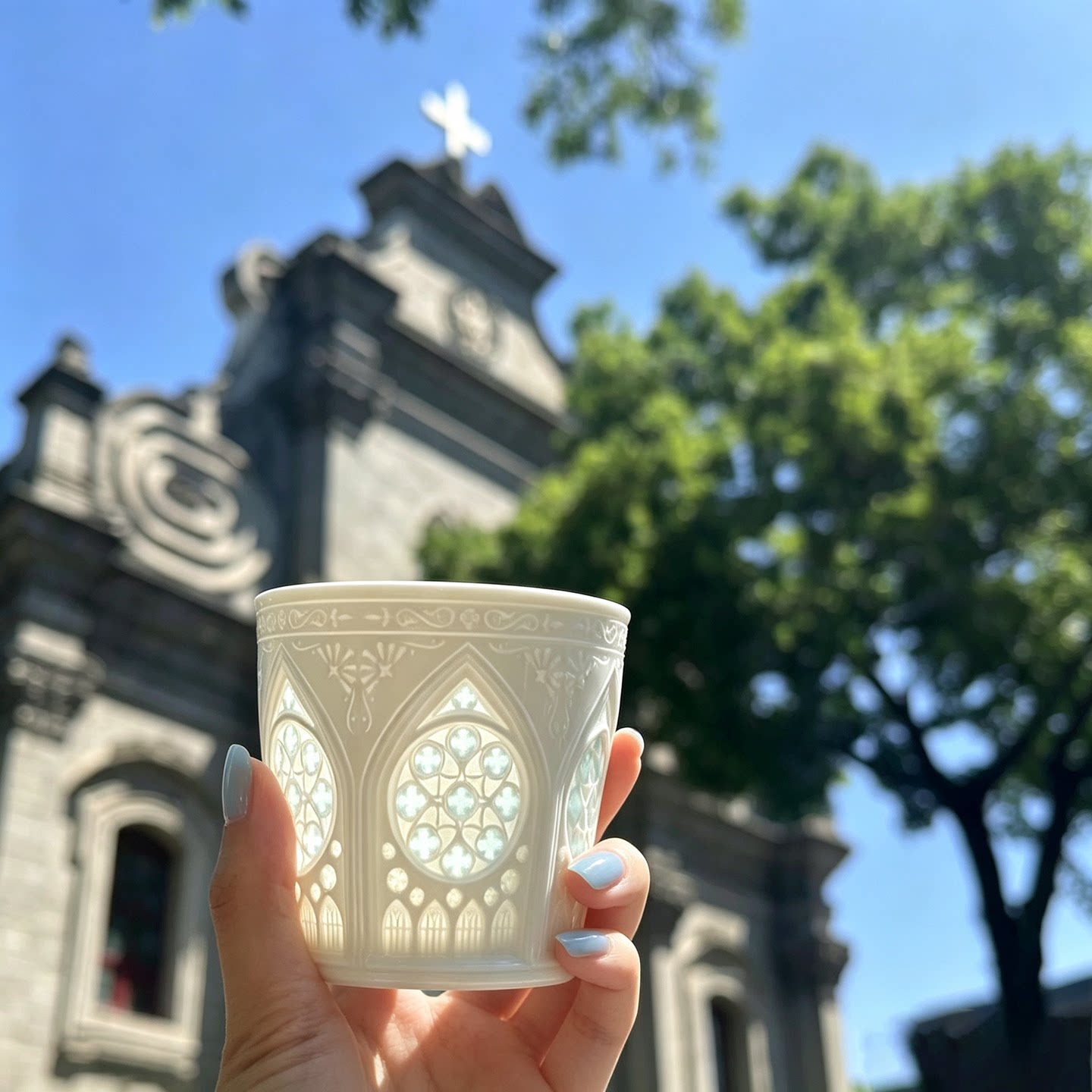 小红书同款哥特教堂光影马克杯