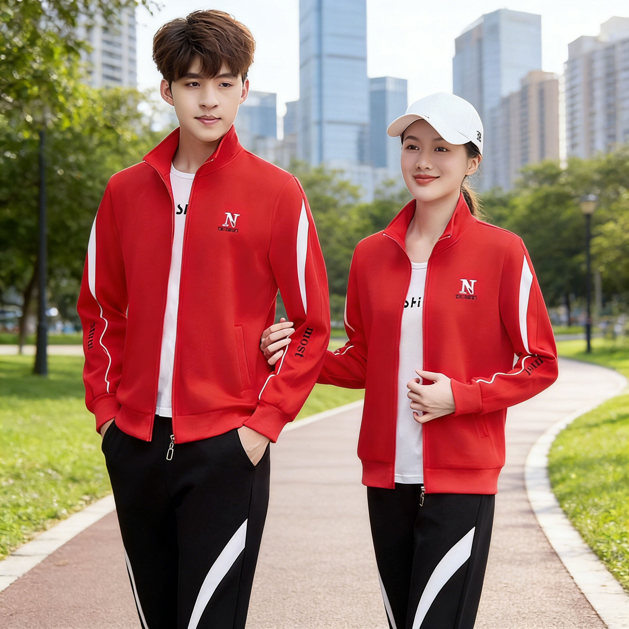 2026春季新款高级感运动套装男女情侣装立领卫衣春秋休闲运动穿搭