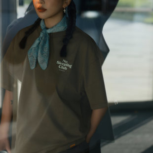 Lots No Sleeping Club纯色潮牌搞怪t恤字母印花短袖宽松休闲上衣