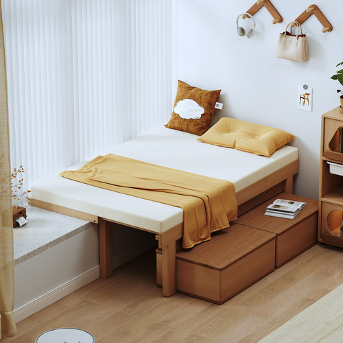 实木多功能伸缩床飘窗床衔接床