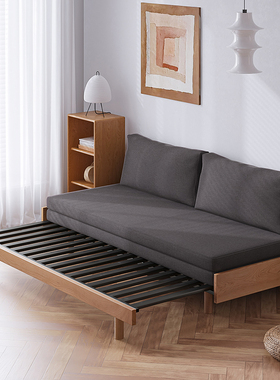 实木抽拉沙发床小户型推拉多功能两用沙发床单人榻榻米折叠伸缩床