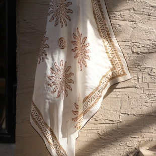 「现货」海风天然苎麻丝巾印花方巾系脖高级感夏季 流行头巾