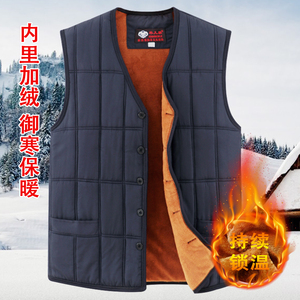 中老年爸爸驼绒棉马甲男装加厚保暖坎肩老头背心居家内穿大码棉衣