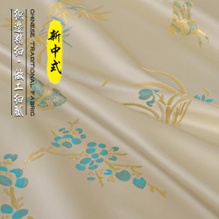 面料仿宋锦提花色织布料 FS231桃蝶竹兰 新款 国风汉服马甲服装