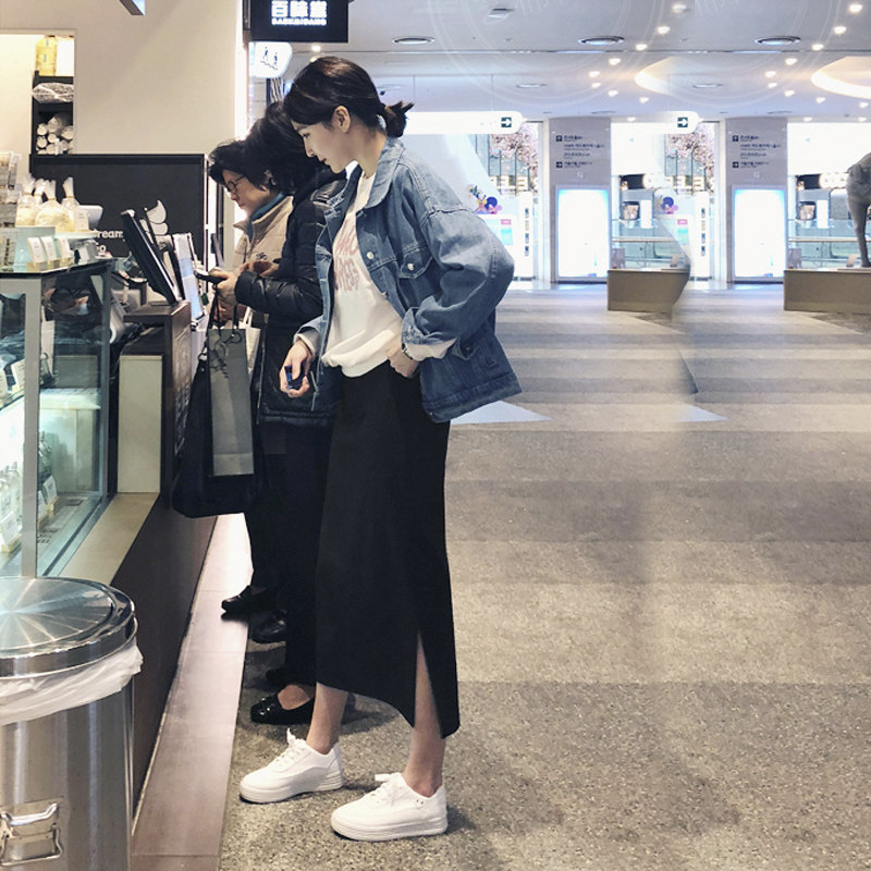 韩国包臀半身裙黑色2025年秋高腰直筒开叉中长款一步裙包裙长裙女,女装/女士精品,半身裙,淘宝优惠券,粉丝福利购,淘宝优惠卷