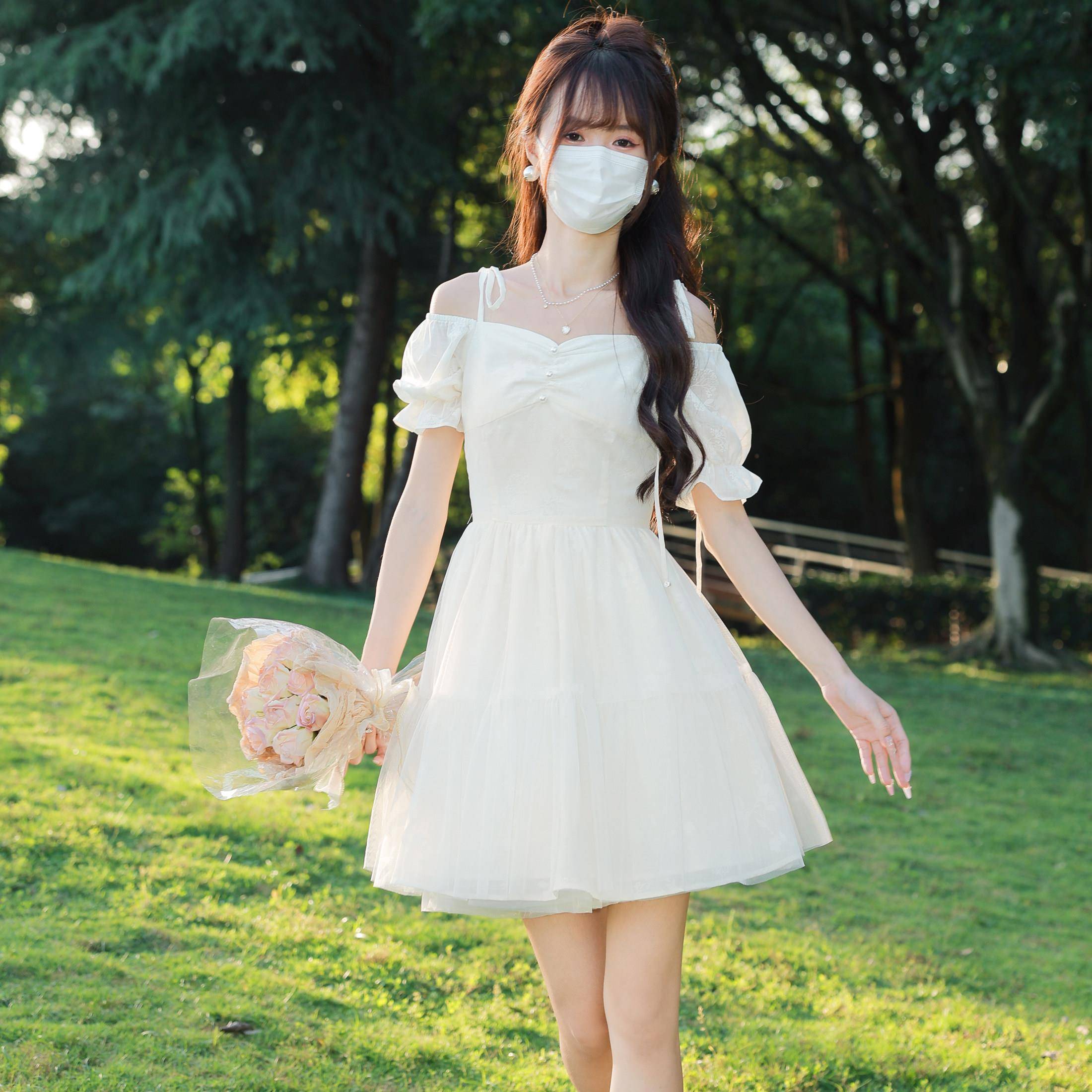 鹿花崎香草欧蕾设计感洋装度假风仙女主公裙裙小个子HXG穿短搭温