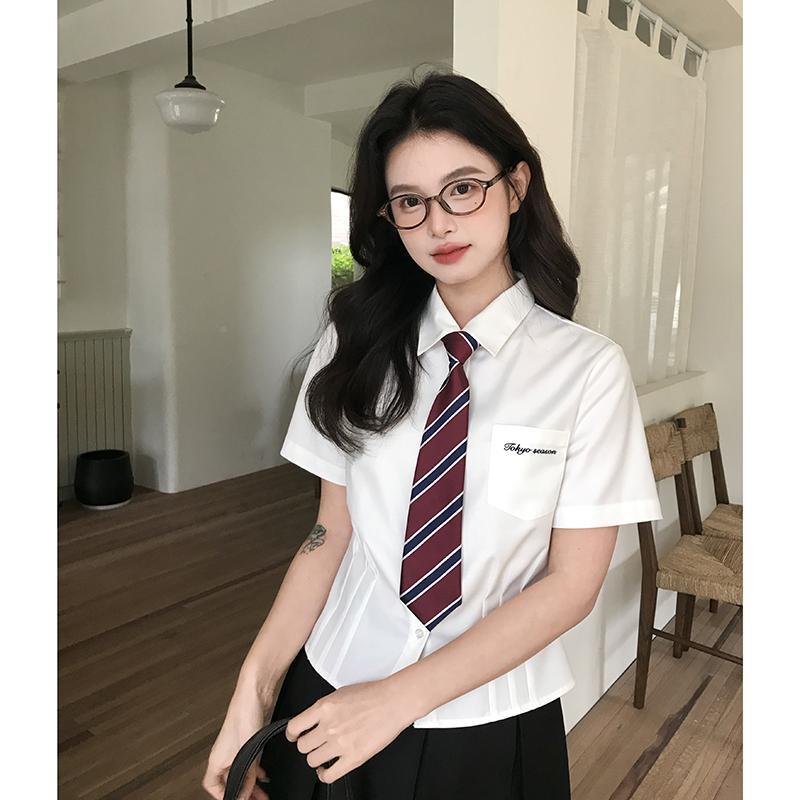 东京岁时jk衬衫女上衣个小子短袖记收腰制服学院NWS风白色女衬衫