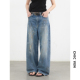 泼墨油漆牛仔裤 CV大码 女胖mm 新款 复古高腰直筒阔腿裤 女装 2026夏季